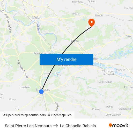 Saint-Pierre-Les-Nemours to La Chapelle-Rablais map