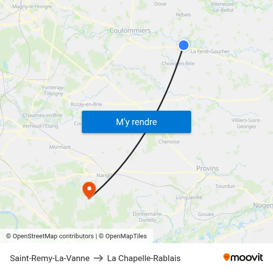 Saint-Remy-La-Vanne to La Chapelle-Rablais map