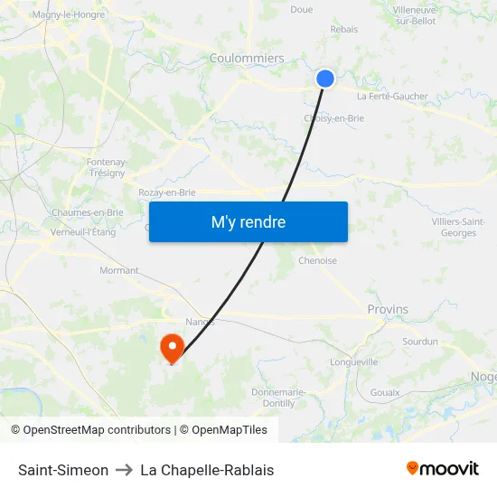 Saint-Simeon to La Chapelle-Rablais map