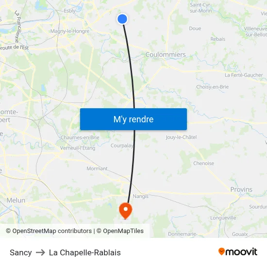 Sancy to La Chapelle-Rablais map