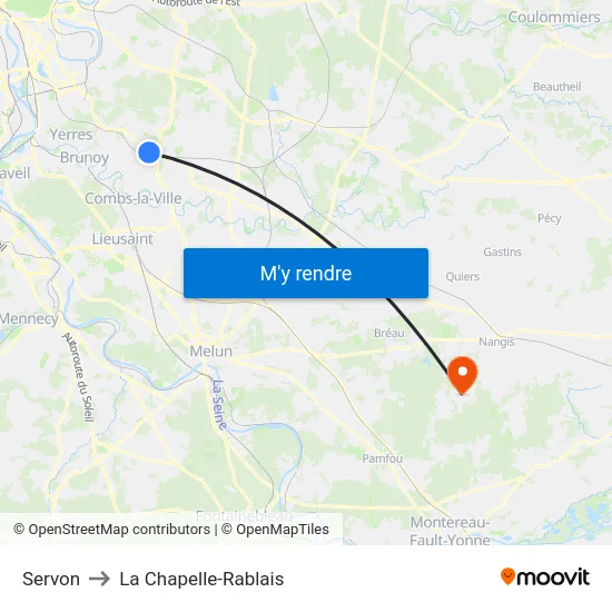 Servon to La Chapelle-Rablais map