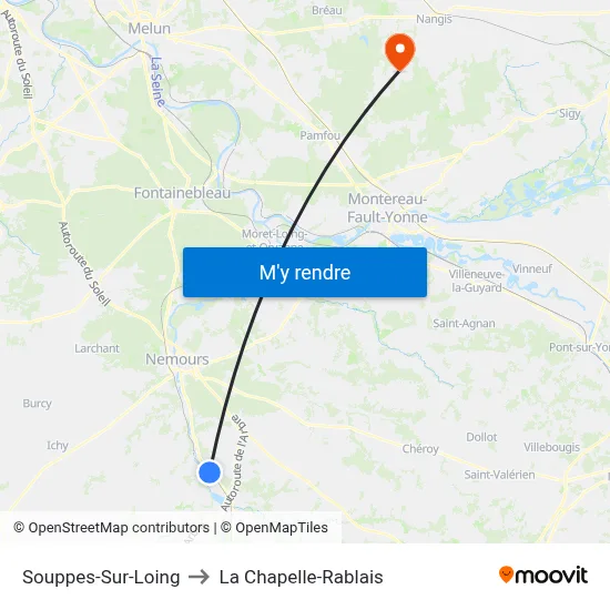 Souppes-Sur-Loing to La Chapelle-Rablais map