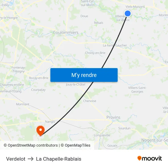 Verdelot to La Chapelle-Rablais map