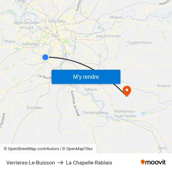 Verrieres-Le-Buisson to La Chapelle-Rablais map