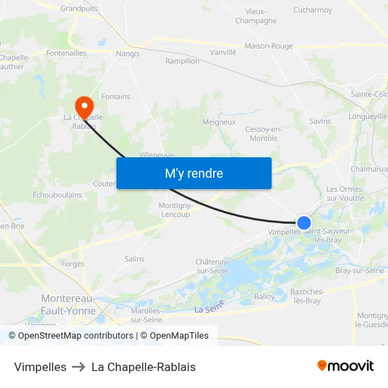Vimpelles to La Chapelle-Rablais map