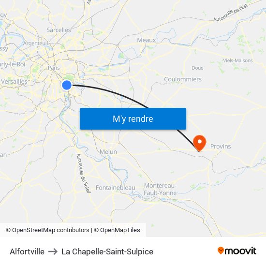 Alfortville to La Chapelle-Saint-Sulpice map