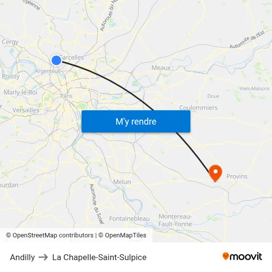 Andilly to La Chapelle-Saint-Sulpice map