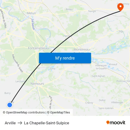 Arville to La Chapelle-Saint-Sulpice map