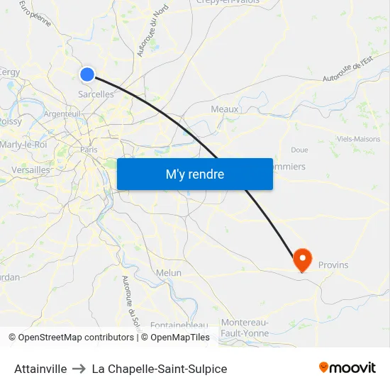 Attainville to La Chapelle-Saint-Sulpice map