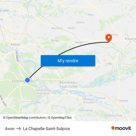 Avon to La Chapelle-Saint-Sulpice map