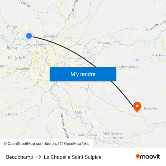 Beauchamp to La Chapelle-Saint-Sulpice map