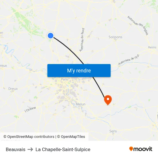 Beauvais to La Chapelle-Saint-Sulpice map