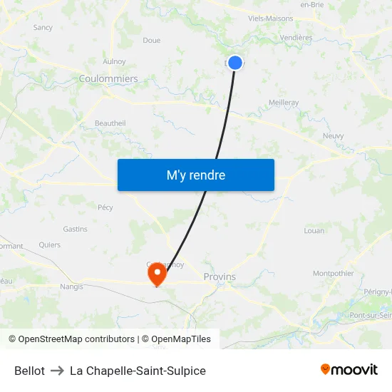 Bellot to La Chapelle-Saint-Sulpice map