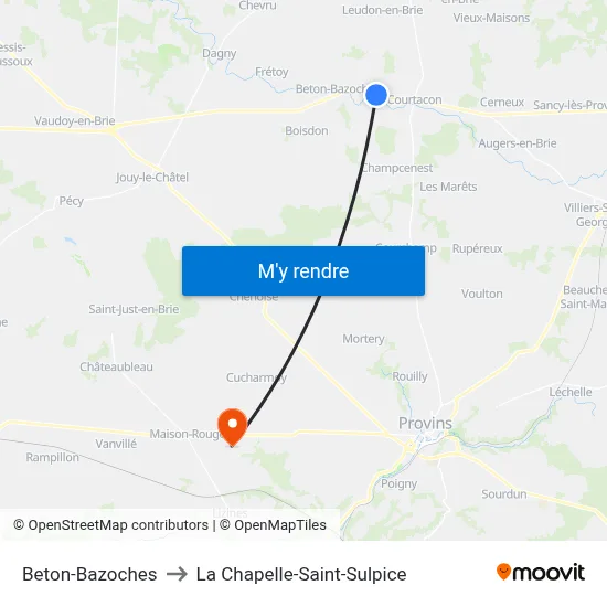 Beton-Bazoches to La Chapelle-Saint-Sulpice map