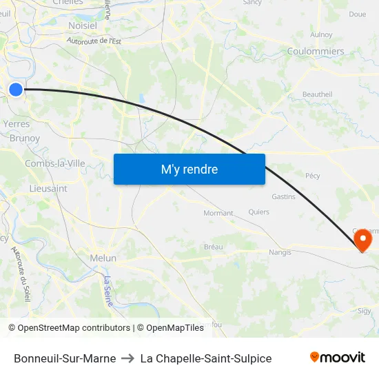 Bonneuil-Sur-Marne to La Chapelle-Saint-Sulpice map