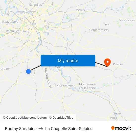 Bouray-Sur-Juine to La Chapelle-Saint-Sulpice map