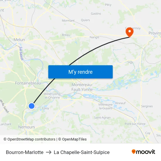Bourron-Marlotte to La Chapelle-Saint-Sulpice map