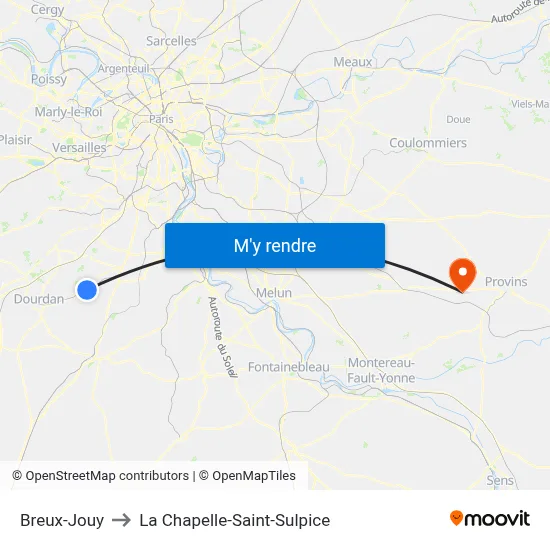 Breux-Jouy to La Chapelle-Saint-Sulpice map