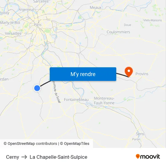Cerny to La Chapelle-Saint-Sulpice map