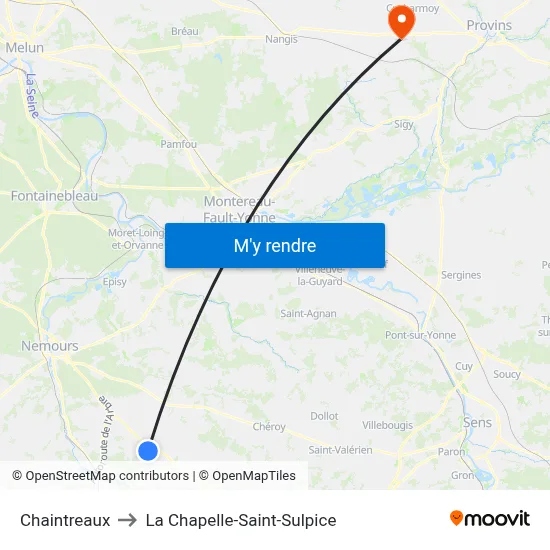 Chaintreaux to La Chapelle-Saint-Sulpice map