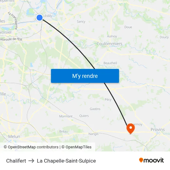 Chalifert to La Chapelle-Saint-Sulpice map
