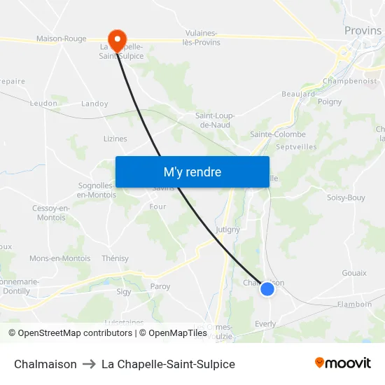 Chalmaison to La Chapelle-Saint-Sulpice map