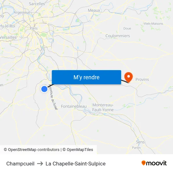 Champcueil to La Chapelle-Saint-Sulpice map
