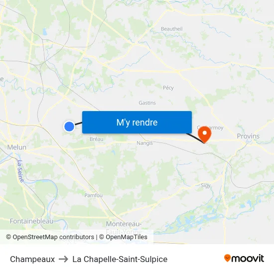 Champeaux to La Chapelle-Saint-Sulpice map