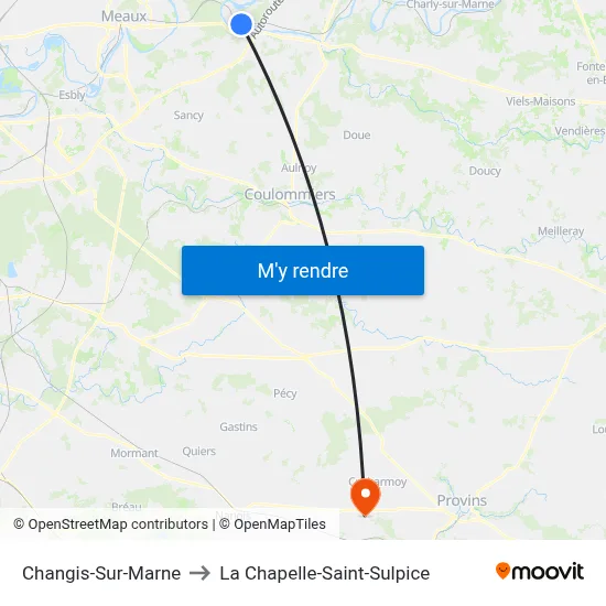 Changis-Sur-Marne to La Chapelle-Saint-Sulpice map