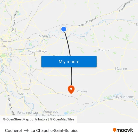 Cocherel to La Chapelle-Saint-Sulpice map