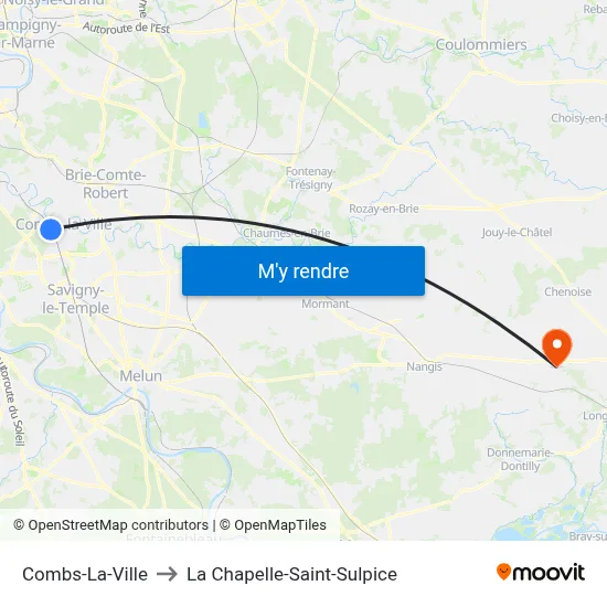 Combs-La-Ville to La Chapelle-Saint-Sulpice map