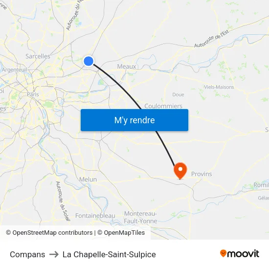 Compans to La Chapelle-Saint-Sulpice map