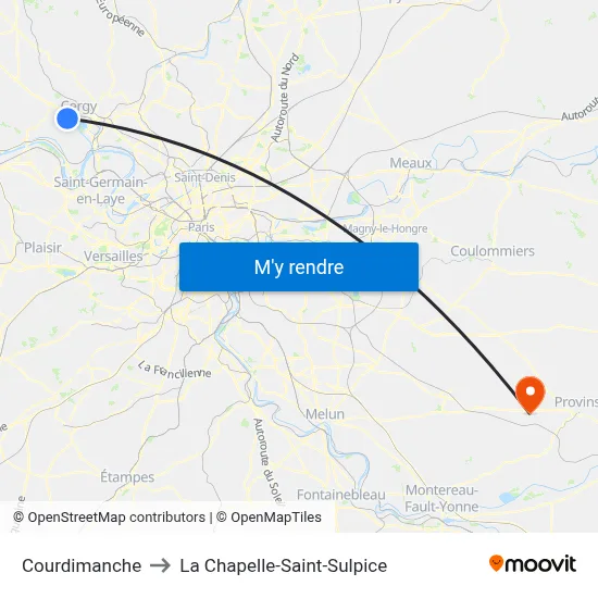 Courdimanche to La Chapelle-Saint-Sulpice map