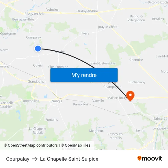 Courpalay to La Chapelle-Saint-Sulpice map
