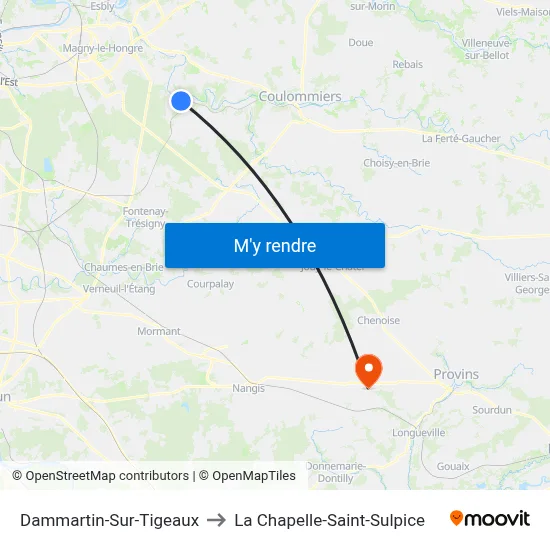 Dammartin-Sur-Tigeaux to La Chapelle-Saint-Sulpice map