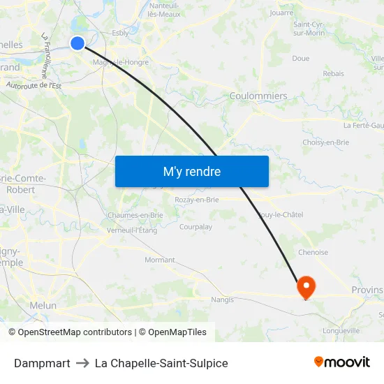 Dampmart to La Chapelle-Saint-Sulpice map