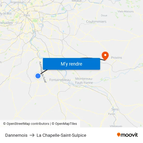Dannemois to La Chapelle-Saint-Sulpice map