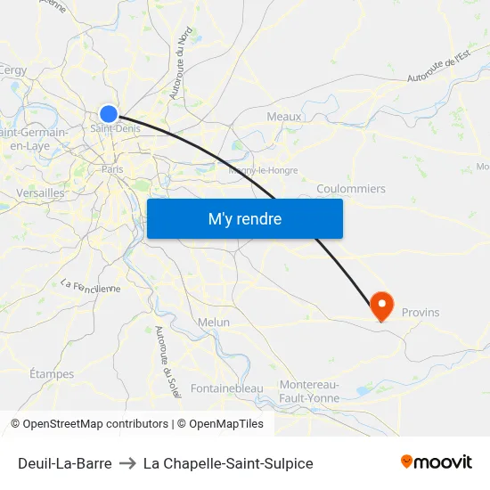 Deuil-La-Barre to La Chapelle-Saint-Sulpice map