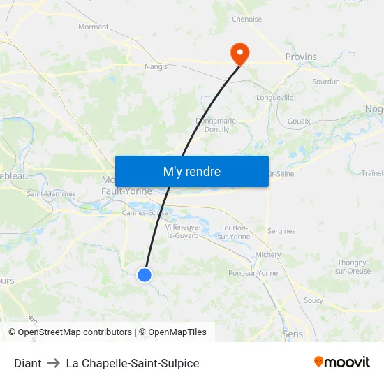 Diant to La Chapelle-Saint-Sulpice map