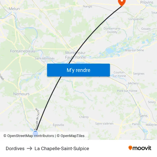 Dordives to La Chapelle-Saint-Sulpice map