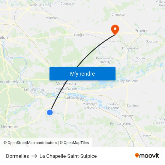 Dormelles to La Chapelle-Saint-Sulpice map