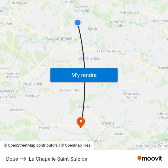 Doue to La Chapelle-Saint-Sulpice map
