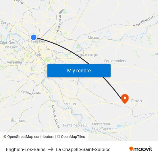 Enghien-Les-Bains to La Chapelle-Saint-Sulpice map