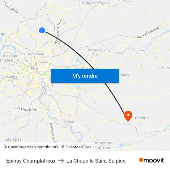 Epinay-Champlatreux to La Chapelle-Saint-Sulpice map
