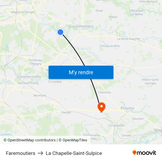 Faremoutiers to La Chapelle-Saint-Sulpice map