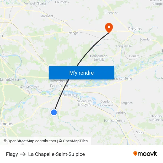 Flagy to La Chapelle-Saint-Sulpice map