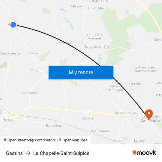 Gastins to La Chapelle-Saint-Sulpice map