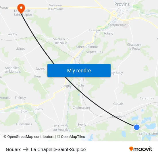 Gouaix to La Chapelle-Saint-Sulpice map