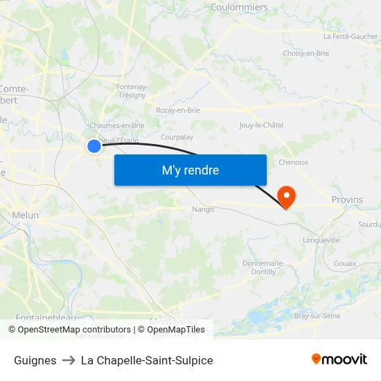 Guignes to La Chapelle-Saint-Sulpice map