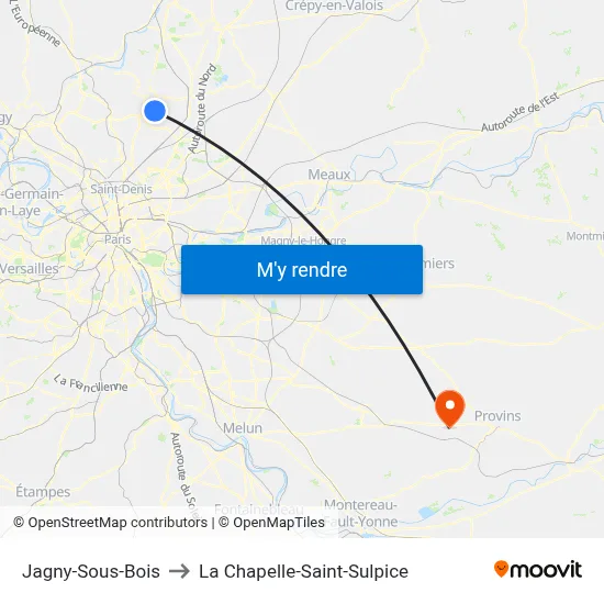 Jagny-Sous-Bois to La Chapelle-Saint-Sulpice map